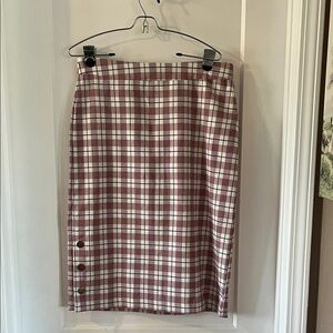 Cato Mauve and Cream Plaid Pencil Skirt